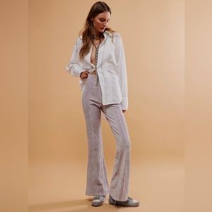 Free People slim velvet pull on pants, S, raindrop (light lavender/grey)